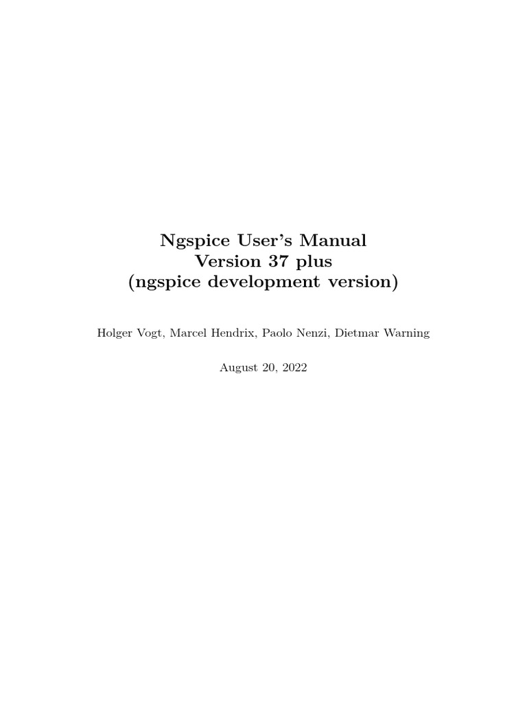 Ngspice User's Manual Version 37 Plus (Ngspice Development Version ...