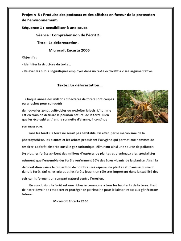 Importance de la forêt et déforestation | PDF | Forêt | Déforestation