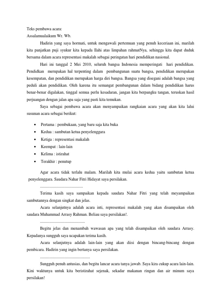 Contoh Contoh Teks Pembukaan Mc - Kumpulan Contoh Teks Muqadimah Pidato