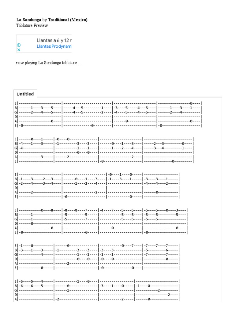 La sandunga by traditional mexico sheet tab pdf retailing