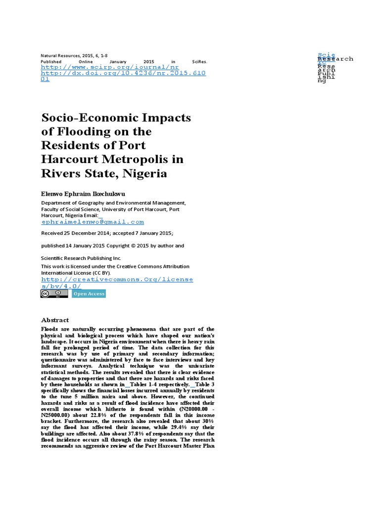 Socio-Economic Impacts of Flooding On The Residents | PDF | Flood | Hazards