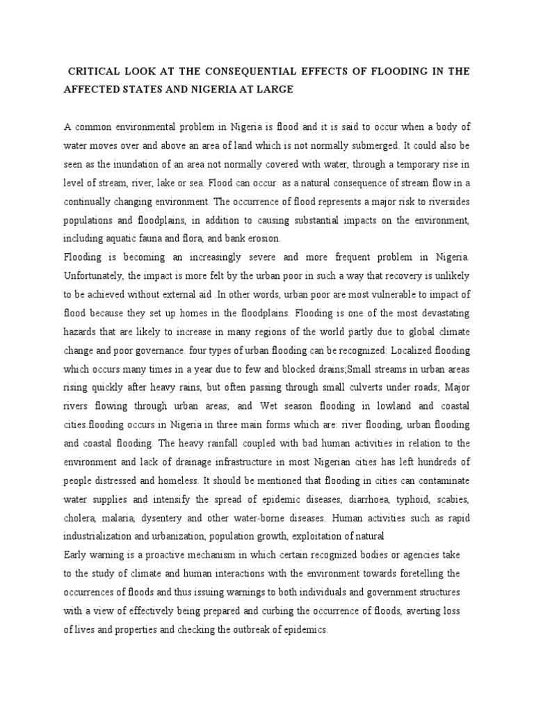 Flooding Impacts and Solutions in Nigeria | PDF | Flood | River