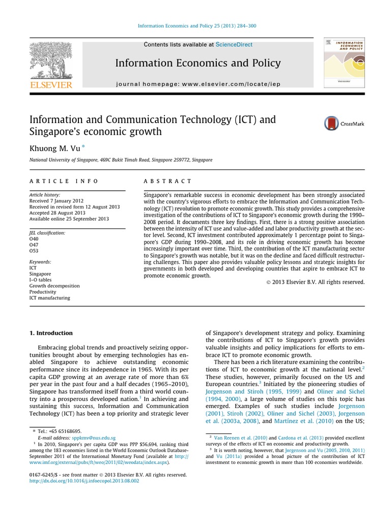 ICT's Impact on Singapore's Growth | PDF | Multicollinearity | Economic ...