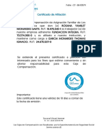 Certificado de Afiliación: Folio: CF - 2643574