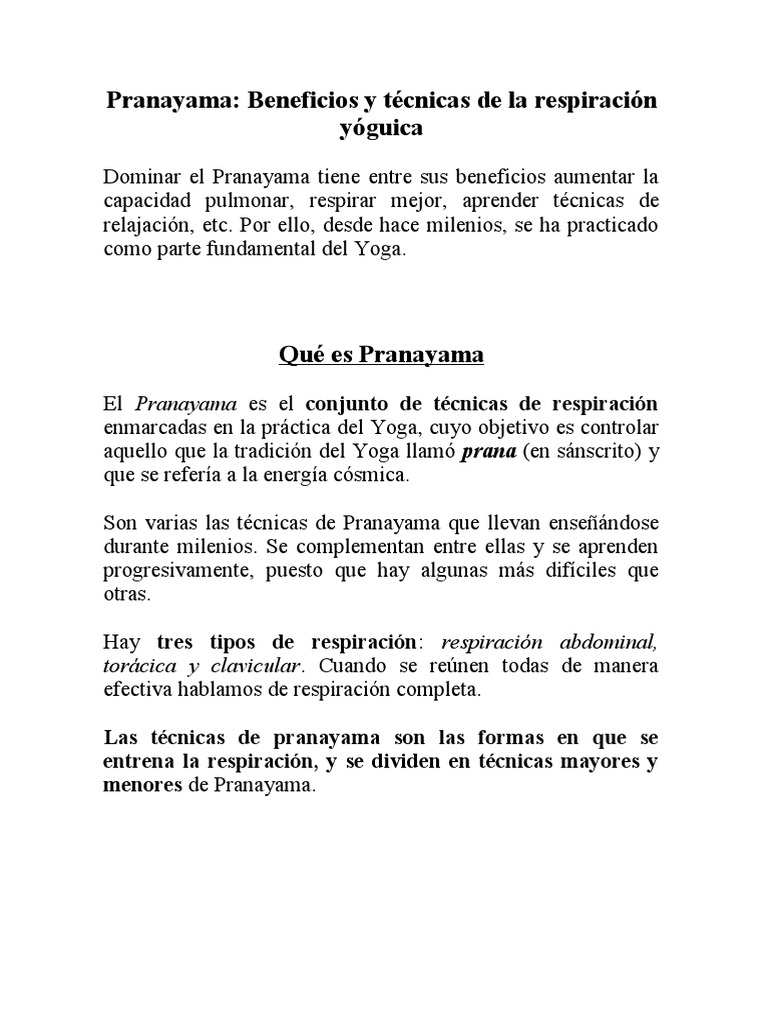 PRANAYAMA | PDF | Respiración | Prana