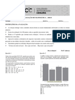 Avaliação de Matemática - 2023/1 NOME: - DATA: - NOTA: - Instruções Da Avaliação