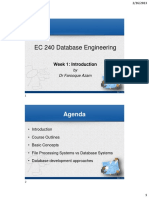 EC 240 Database Engineering: Agenda