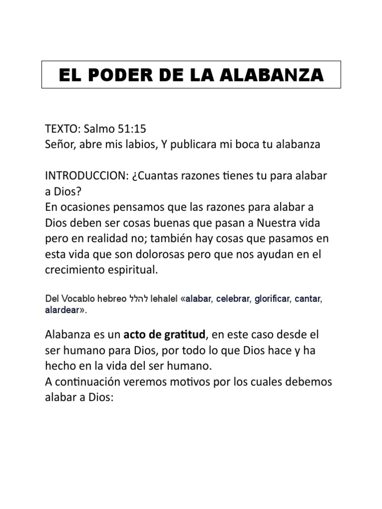 El Poder Transformador de la Alabanza | PDF