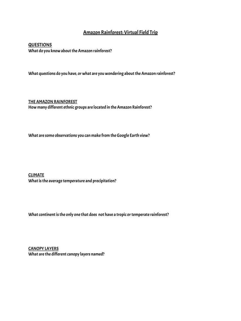 Amazon Rainforest Virtual Field Trip 2 PDF