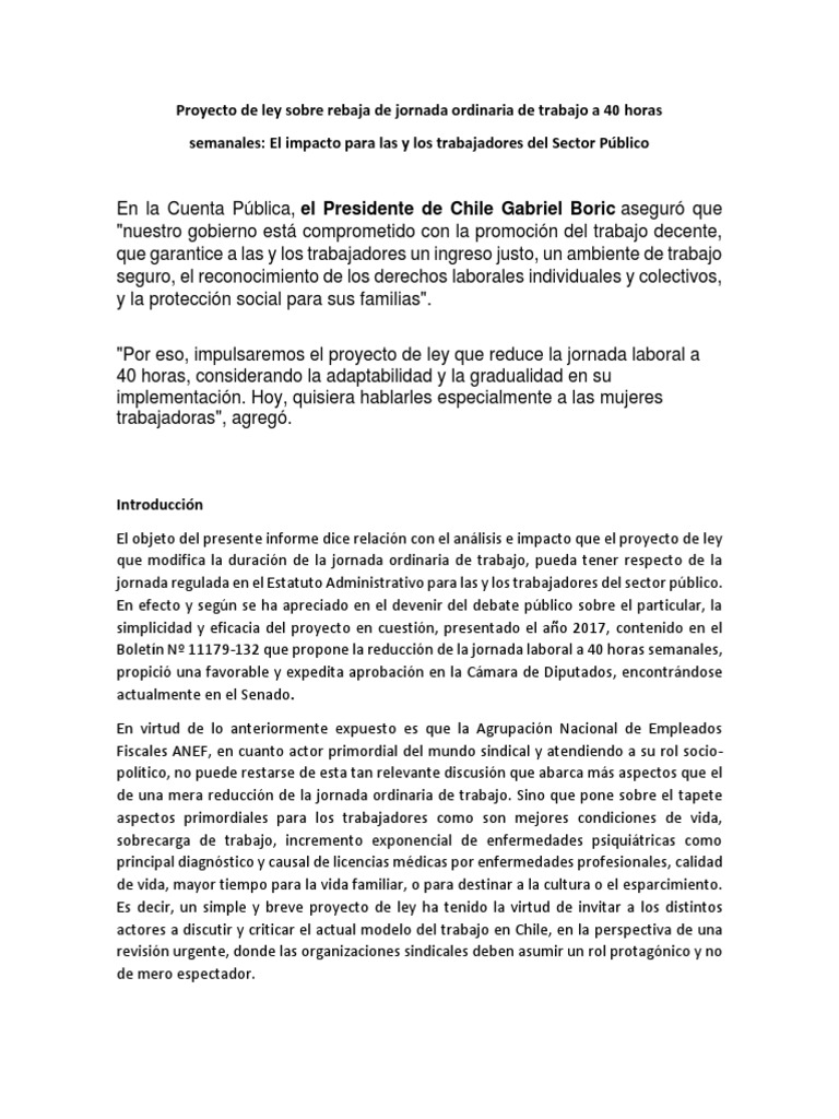 Impacto de 40 Horas en el Sector Público | PDF | Tiempo de trabajo ...