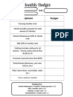 Budgeting Activity Worksheet 2