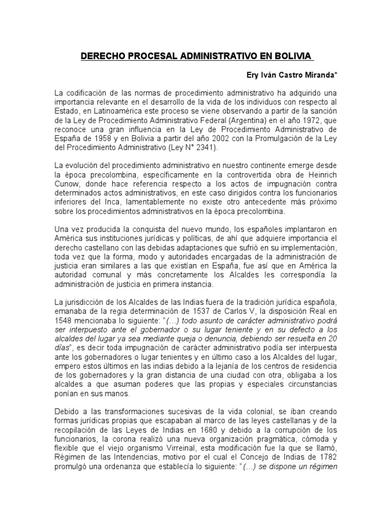 Derecho Procesal Administrativo en Bolivia | PDF