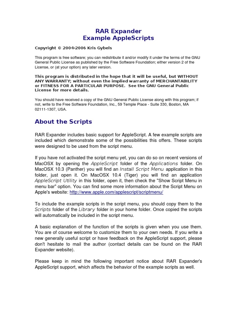 Rar Expander Example Applescripts: Applescript Applications Install ...