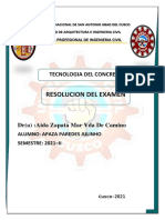 Resolucion Del Examen. de Tecnologia de Concreto