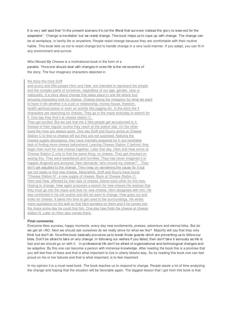 Who Moved My Cheese PDF