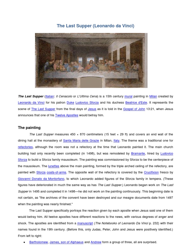 The Last Supper PDF New Testament Content Paintings