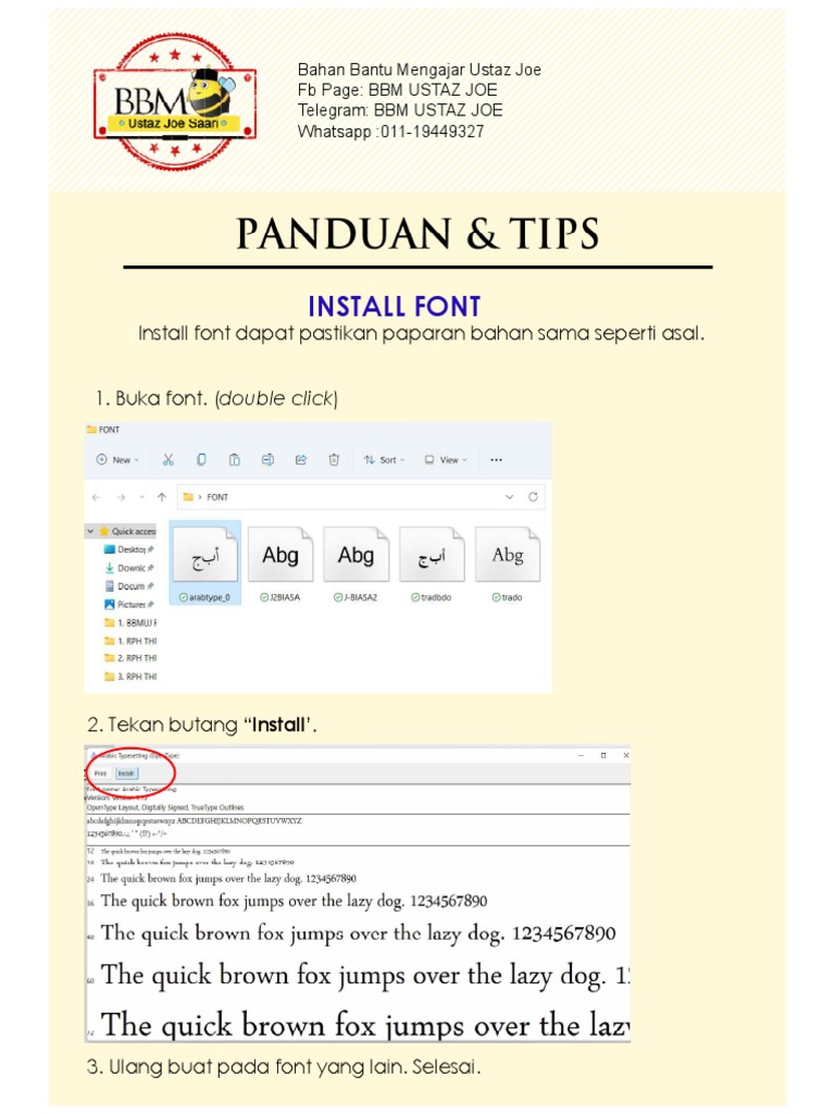 Panduan Install Font | PDF
