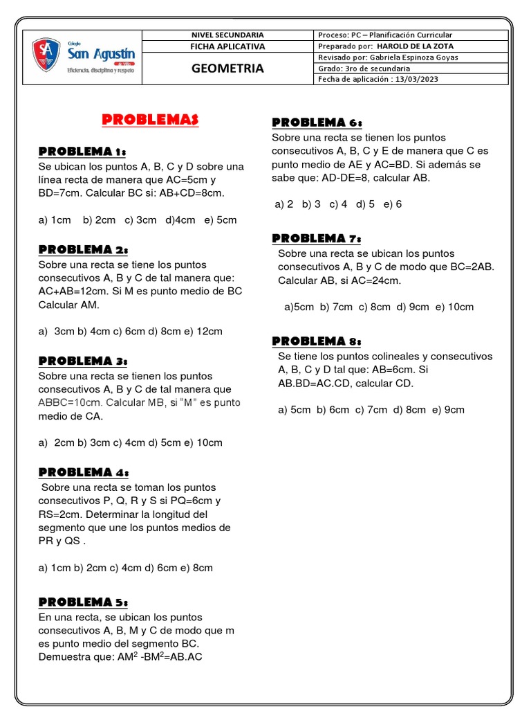 Problemas de Geometría para Secundaria | PDF