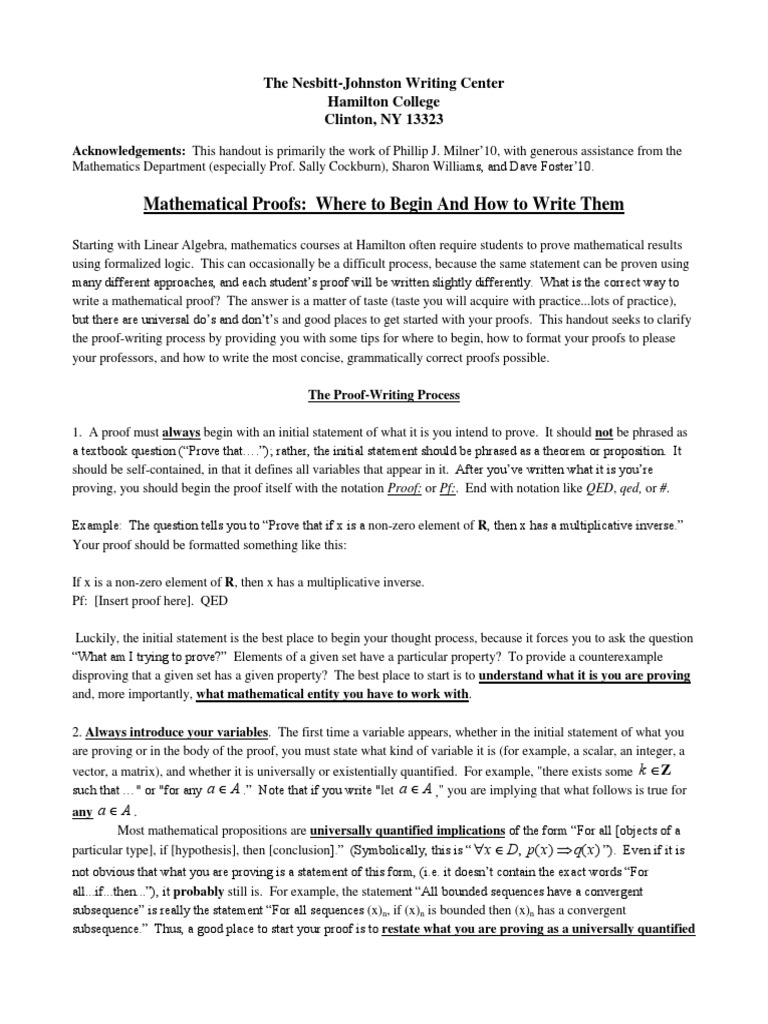 Writing Mathematical Proofs PDF Mathematical Proof Logical