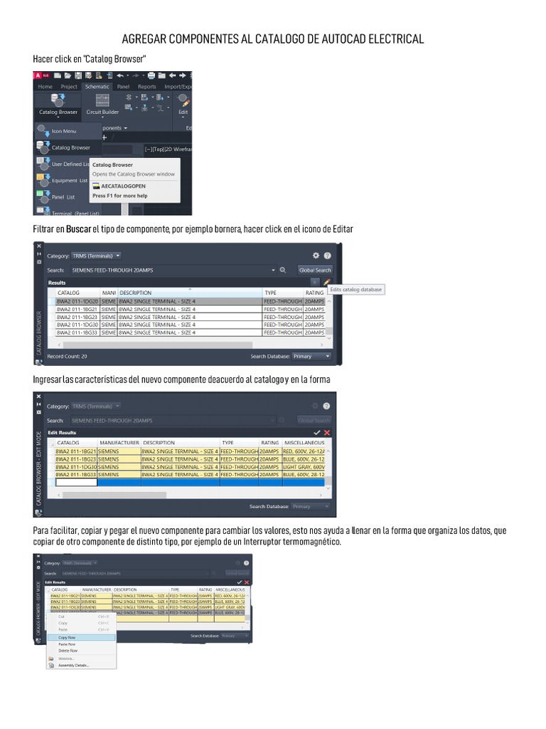 Agregar Componente Al Catalogo de AutoCad Electrical | PDF