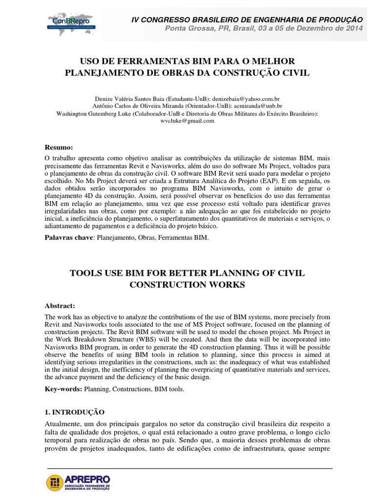 Ferramentas BIM no Planejamento de Obras | PDF | BIM