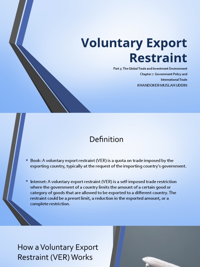 Voluntary Export Restraint Khandoker Muslah Uddin PDF