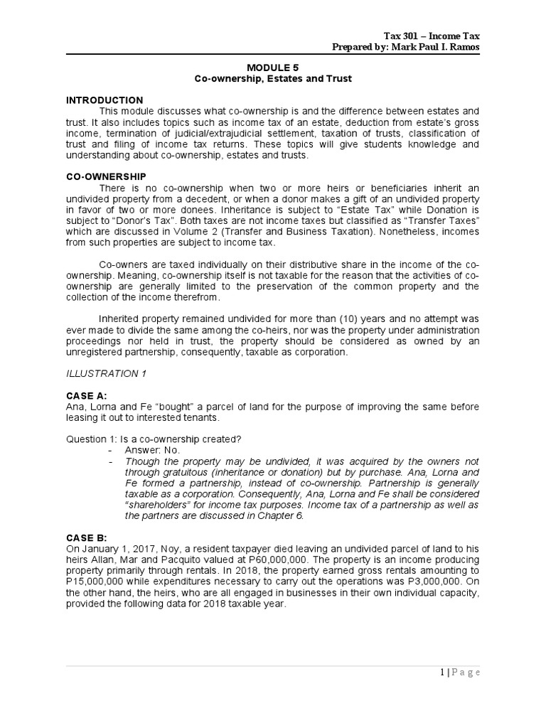 Co-Ownership and Estate Taxation Explained | PDF | Trust Law | Tax ...