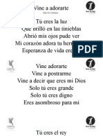 Vine A Adorarte Tú Eres La Luz Que Brilló en Las Tinieblas Abrió Mis Ojos Pude Ver Mi Corazón Adora Tu Hermosura Esperanza de Vida Eres Tú