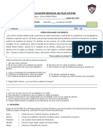 Iii Evaluación Mensual de Plan Lector: I. Comprensión Lectora