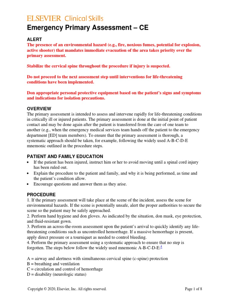 (2020) Elselvier Clinical Skills - Emergency-Primary-Assessment-Skill ...