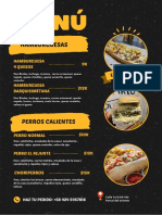 Menú Hamburguesas y Alitas Moderno Negro y Amarillo