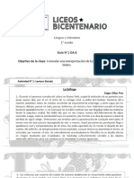 Lengua y Literatura 1° Medio: Guía N°1 OA 8 Objetivo de La Clase: Formular Una Interpretación de Los Textos Literarios