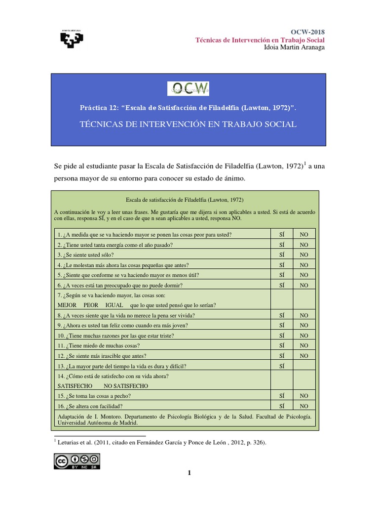 Práctica 12. Escala de Satisfacción de Filadelfia (Lawton, 1972). PDF