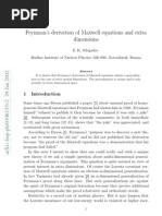 Feynman's Derivation of Maxwell Equations and Extra Dimensions