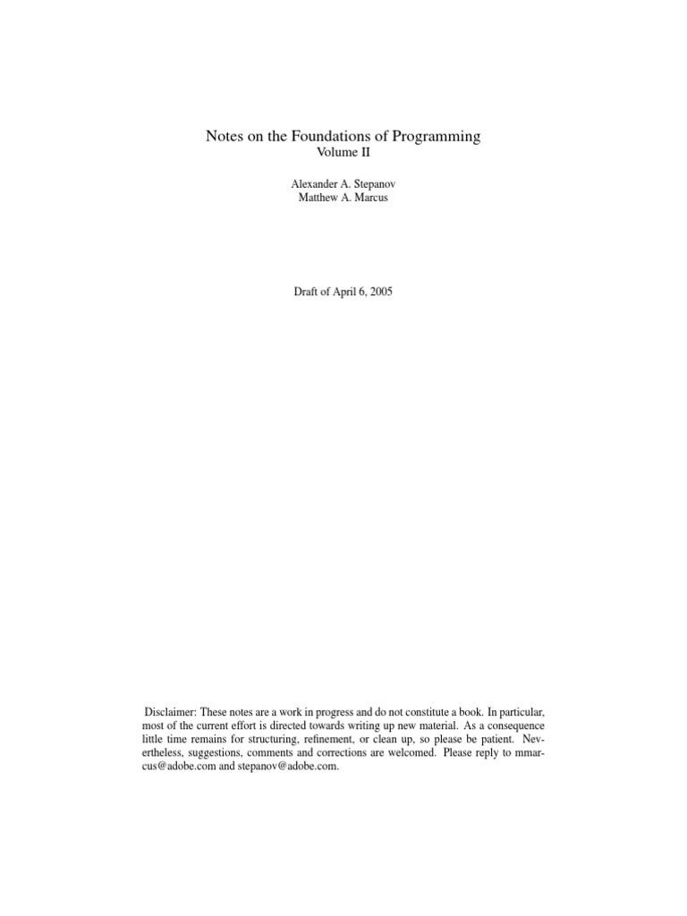 Foundations of Programming: Volume II | PDF | Pointer (Computer ...