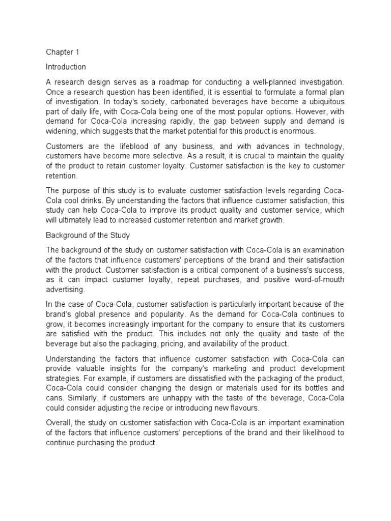 Customer Satisfaction On Coca Cola PDF Customer Satisfaction