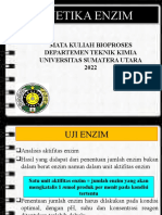 Kinetika Enzim: Mata Kuliah Bioproses Departemen Teknik Kimia Universitas Sumatera Utara 2022