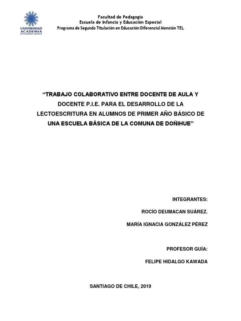 Colaboración Docente en Lectoescritura TEL | PDF | Educación especial ...