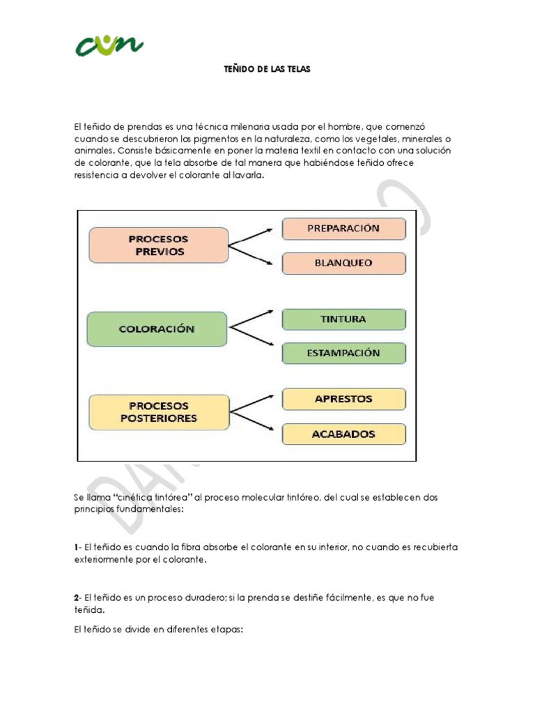Tipos y Proceso de Teñido Textil | PDF | Textiles | Tintura