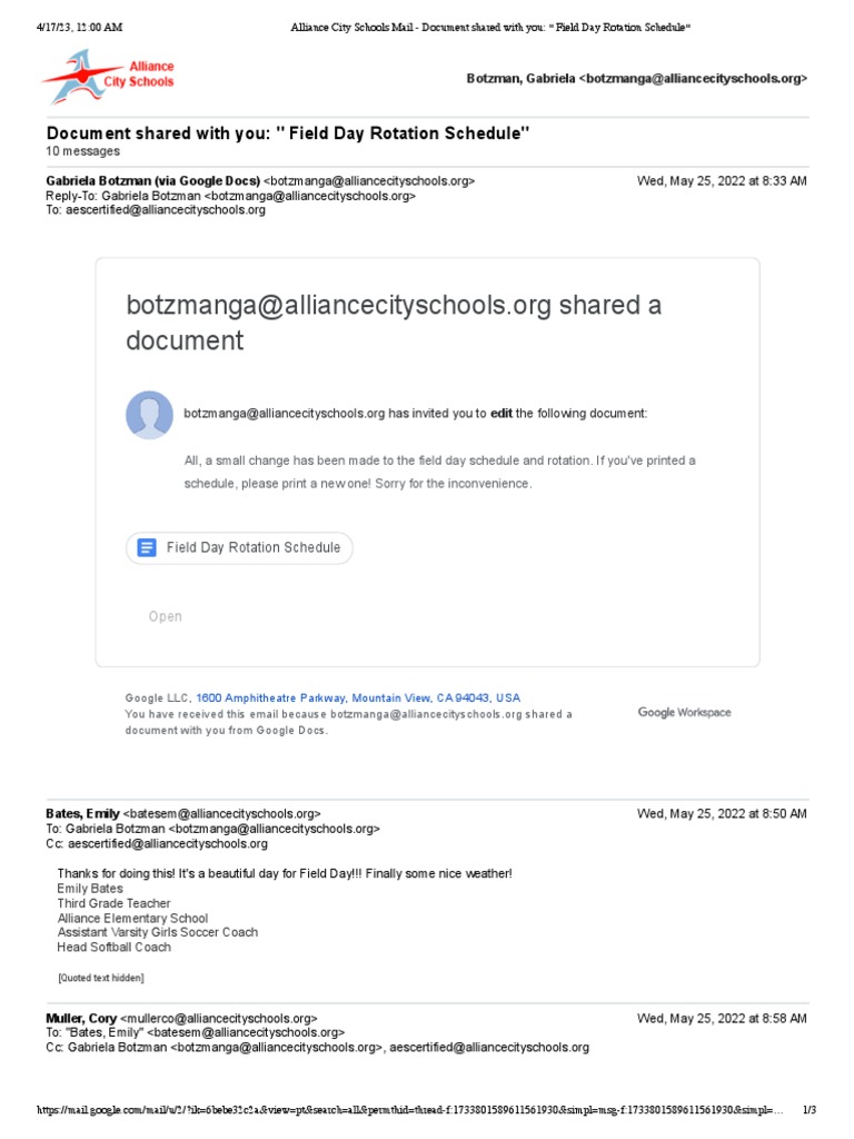 alliance city schools mail document shared with you field day