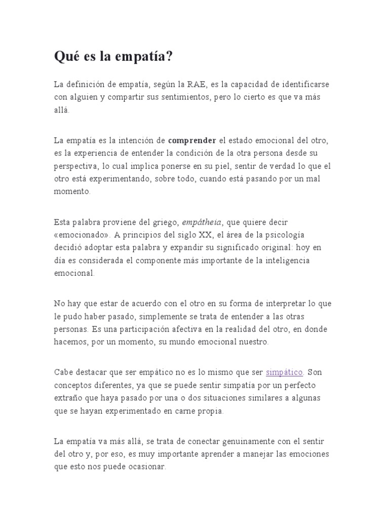 Definición y Tipos de Empatía | PDF | Empatía | Las emociones