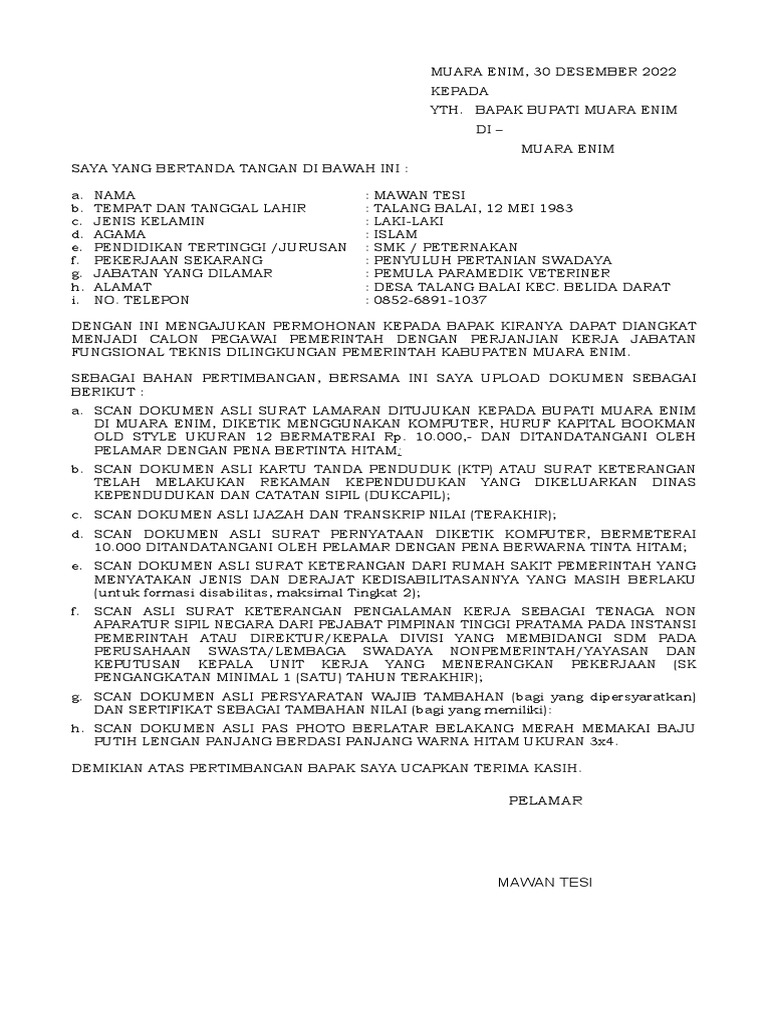 Format surat lamaran pppk teknis m enim pdf