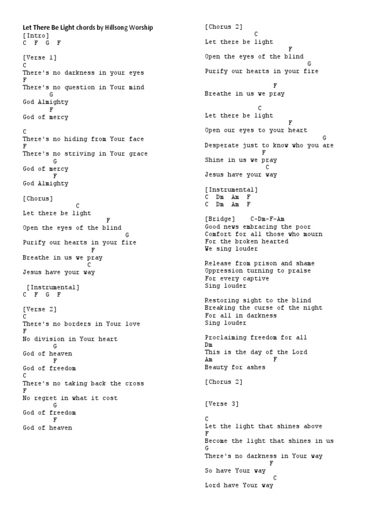 Hillsong Worship "Let There Be Light | PDF | Song Structure | Religious ...