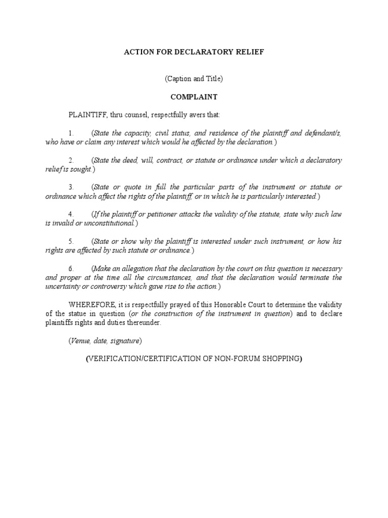Example Of Declaratory Relief: Declaratory Relief Vs Coercive Relief ...