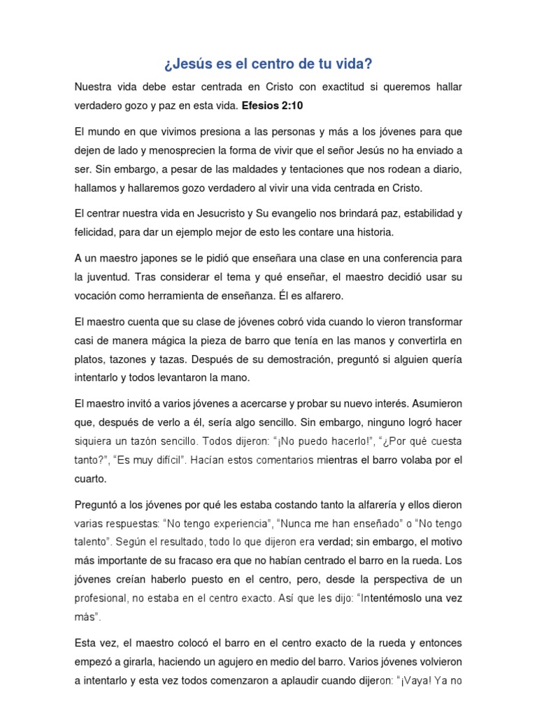 Jesús, el centro de tu vida diaria | PDF | Jesús | Cristo (título)