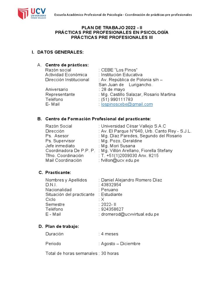 Plan de Trabajo PPP 3 | PDF | Sicología | Educación primaria