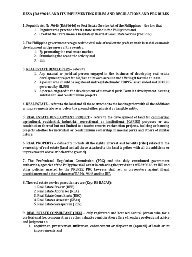 Resa Ra9646 and Its Implementing Rules and Regulations and PRC PDF