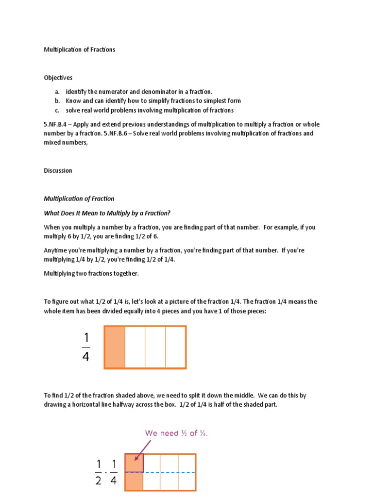 Multiplication of Fractions | PDF | Language Arts & Discipline ...