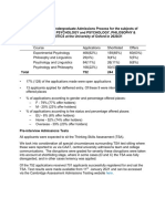 Undergraduate Admissions for Psychology and Related Subjects at Oxford