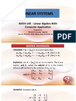 Linear Systems: MATH 149 - Linear Algebra With Computer Application